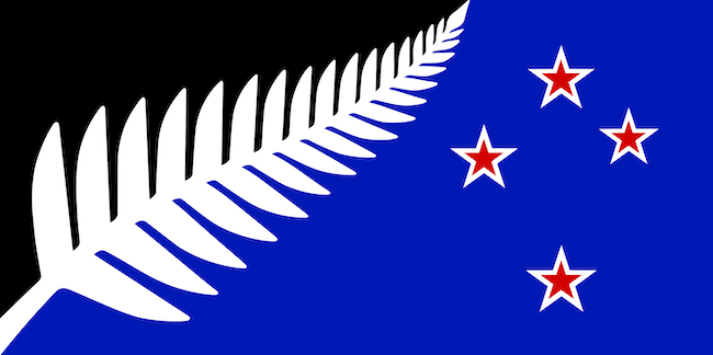 Bandera de Nueva Zelanda ganadora en referendum 2015 NZ Silver Fern negra blanca azul